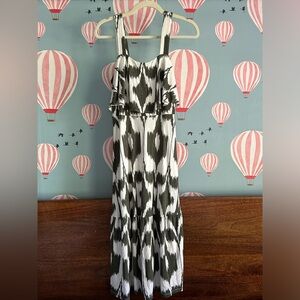 Long Green & White LOFT flowy summer dress size S!